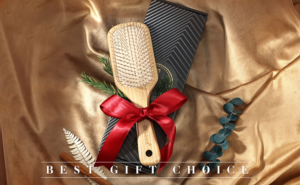 BFWood Bamboo Hair Brush with Steel Bristles
