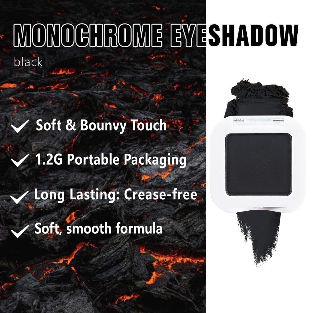 evpct Matte Black Single Eye Shadow Palette Makeup for Older Women, Black Cream Eye shadow Palette Single for Older Women Matte, High Pigment Waterproof Monochrome Mini Eyeshadow, sombra de ojos - Image 3