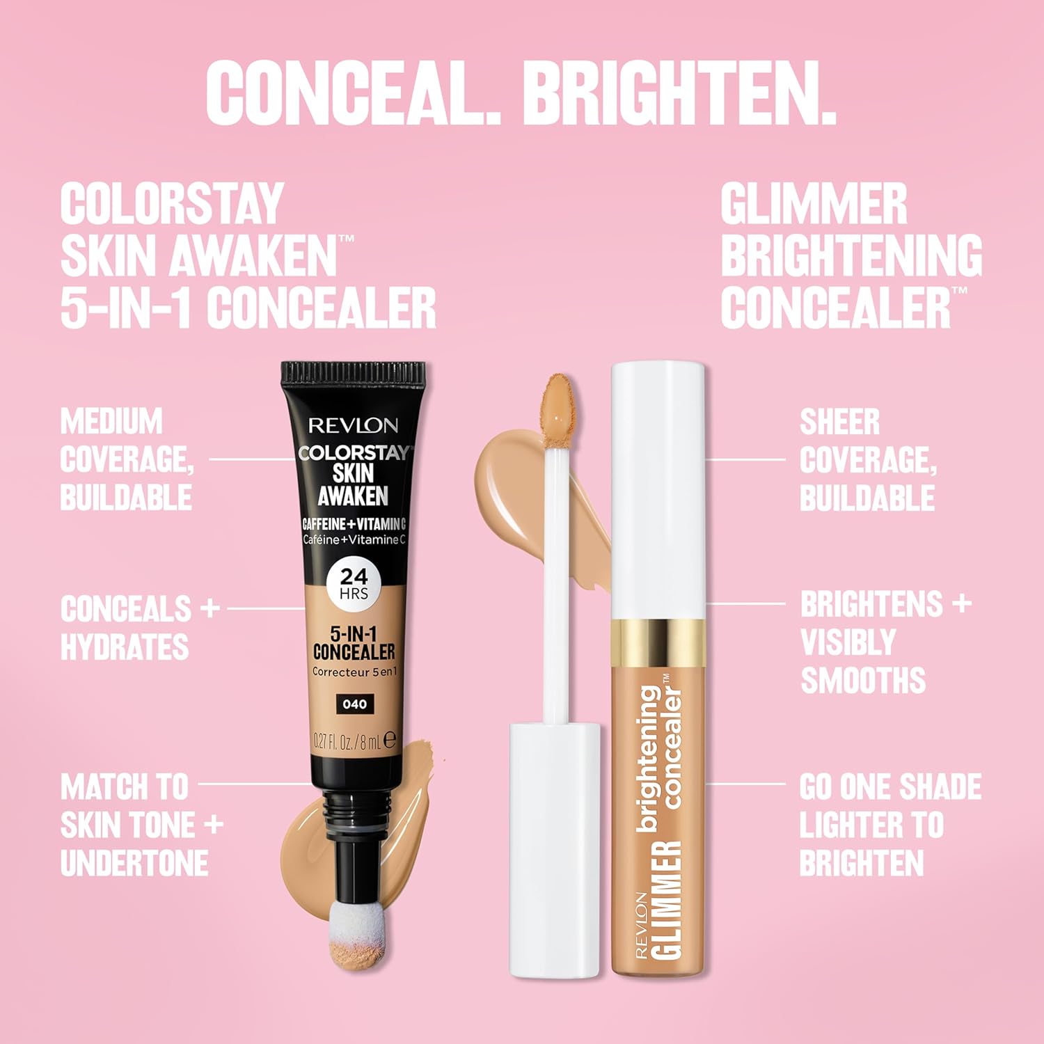 Revlon Glimmer Brightening Concealer, Liquid Under Eye Makeup, Made with Caffeine, Vitamin C, & Stevioside, 135, 0.3 fl oz - Image 11