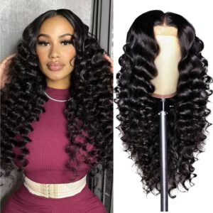 PYY 30 Inch Deep Wave Lace Front Wigs Human Hair 200 Density Deep Wave Wig 13x4 HD Lace Frontal Wigs for Women Glueless Wigs Pre Plucked with Baby Hair