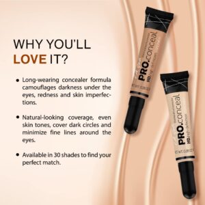 L.A. Girl HD Pro.Conceal, Medium Bisque GC975 (Pack of 2)