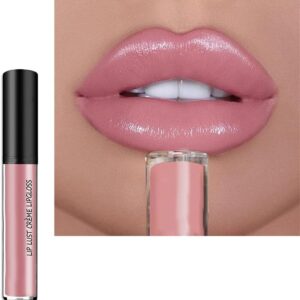 12 Color Cream Lip Gloss, 2024 Long-Lasting Moisturizing Velvet Lip Lipstick, Non-Stick to Cup, Waterproof, Hydrating Lip Tint Natural Jelly Lipstick (04#, 1.2 Fl Oz)