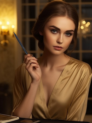 pretty girl with auto pen