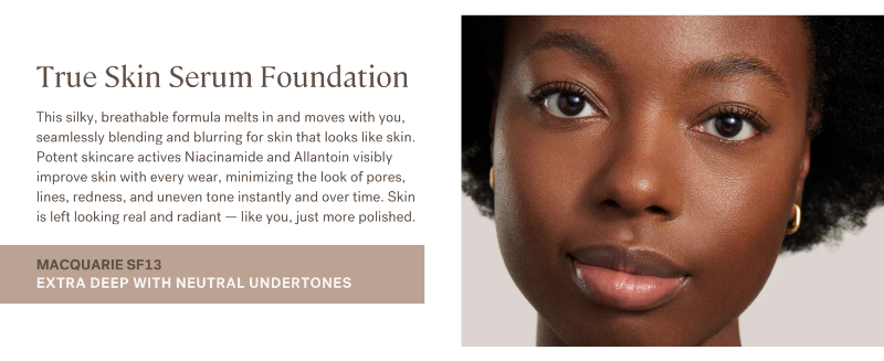 ILIA True Skin Serum Foundation in shade SF13 Macquarie extra deep with neutral undertones.