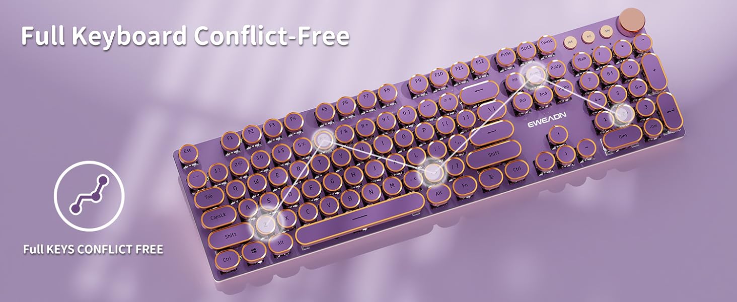Wired USB typewriter keyboard
