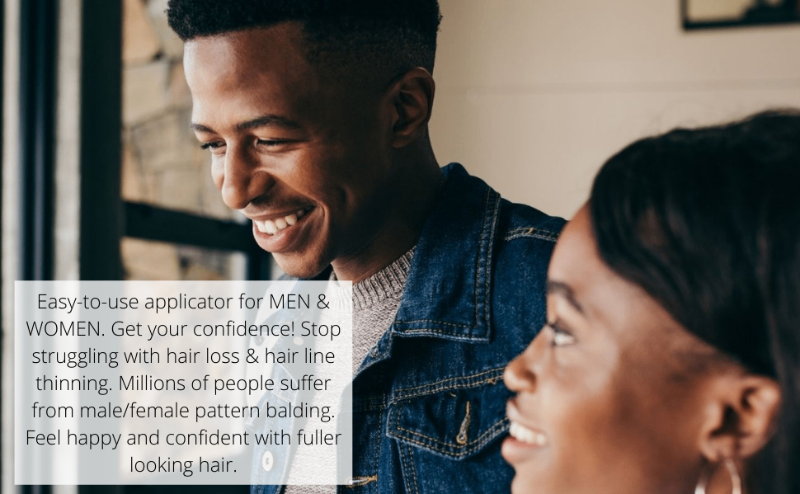 Couple smiling because they have hair product.