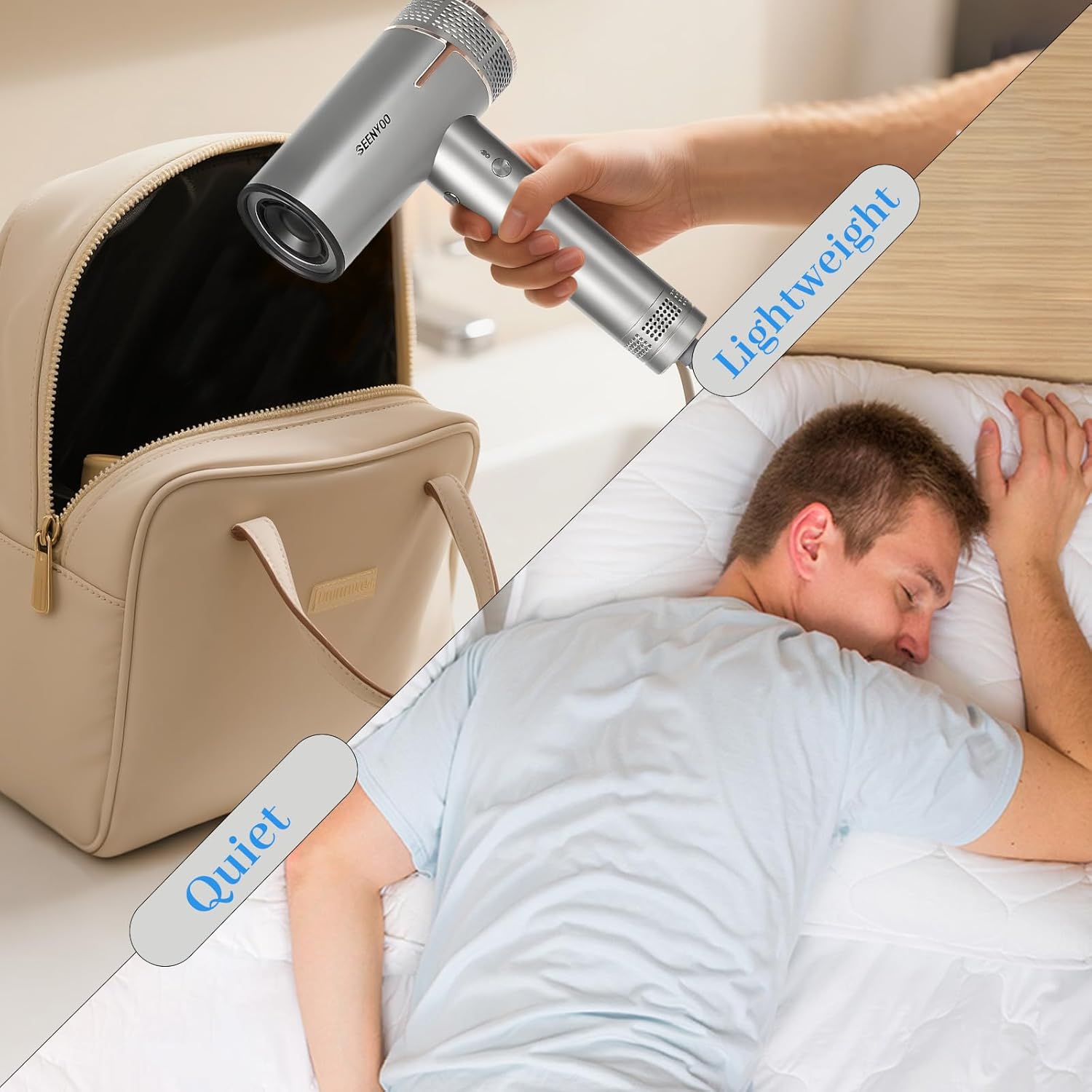 Hair Dryer, Quick Fast Drying 160000 RPM High Speed Ionic Blow Dryer, 2 Speeds & 4 Temps Hair Dryers with HD Display, Low Noise Hair Dryer with Magnetic Nozzle & Diffuser for Home Travel Salon - Image 9