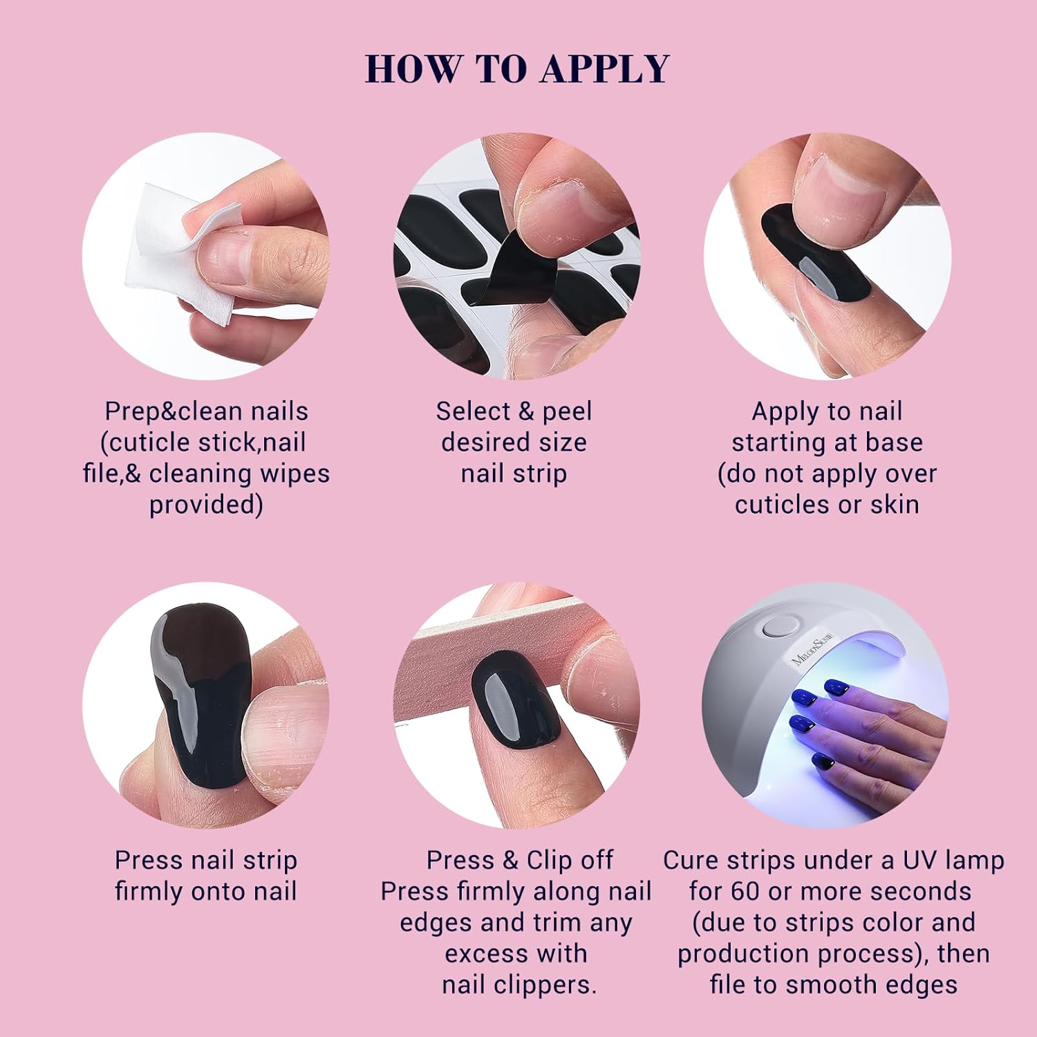 MelodySusie Semi Cured Gel Nail Strips (Navy Blue)- Works with Nail lamp, Salon-Quality, Long Lasting, Easy to Apply & Remove - Includes 20pcs - Image 6