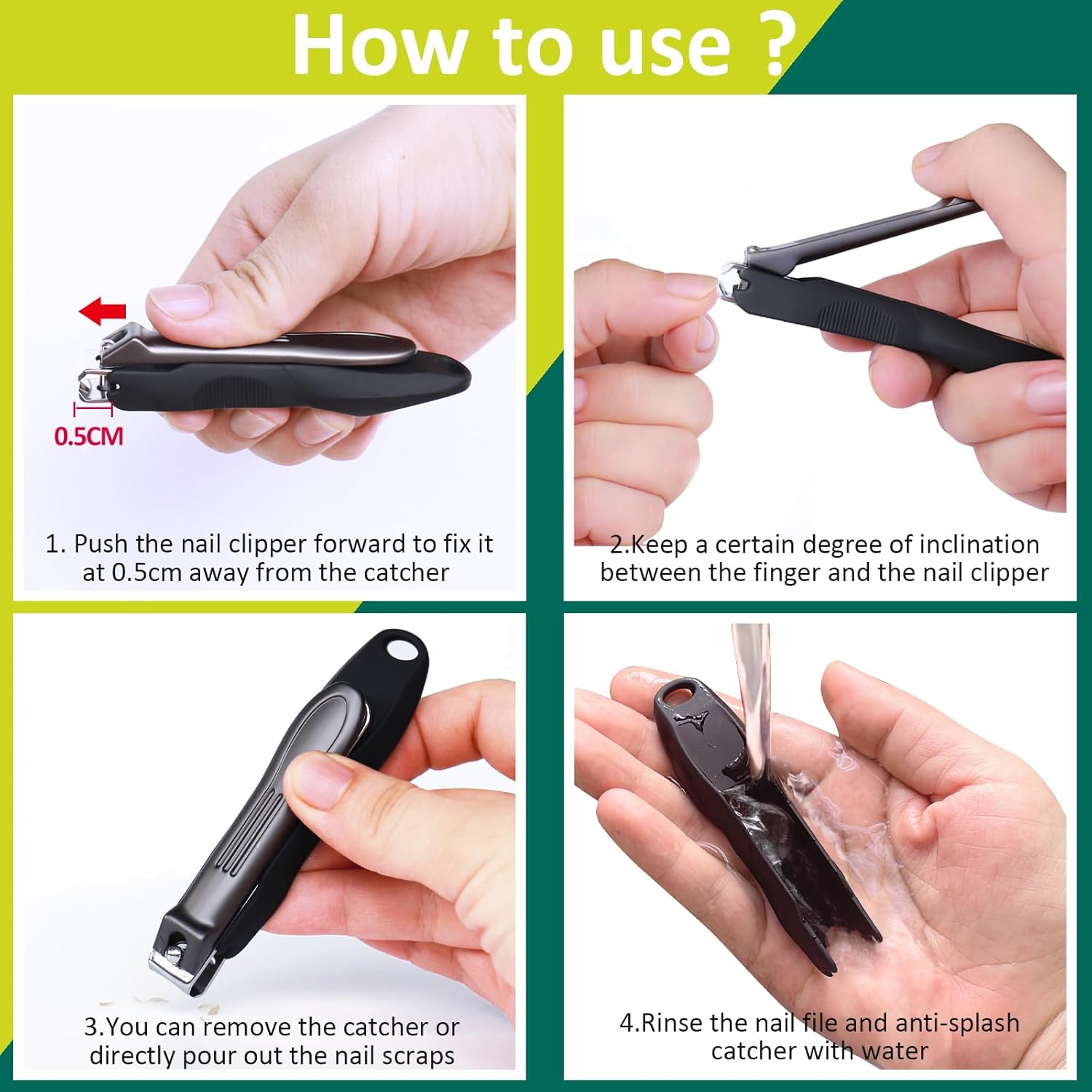 GLAMFIELDS Nail Clipper with Catcher, Large Fingernail Toenail Clipper,Slanted Edge Nail Clippers Leather Case Packed Good Gift for Men and Women 2PACK Large/Small - Image 6
