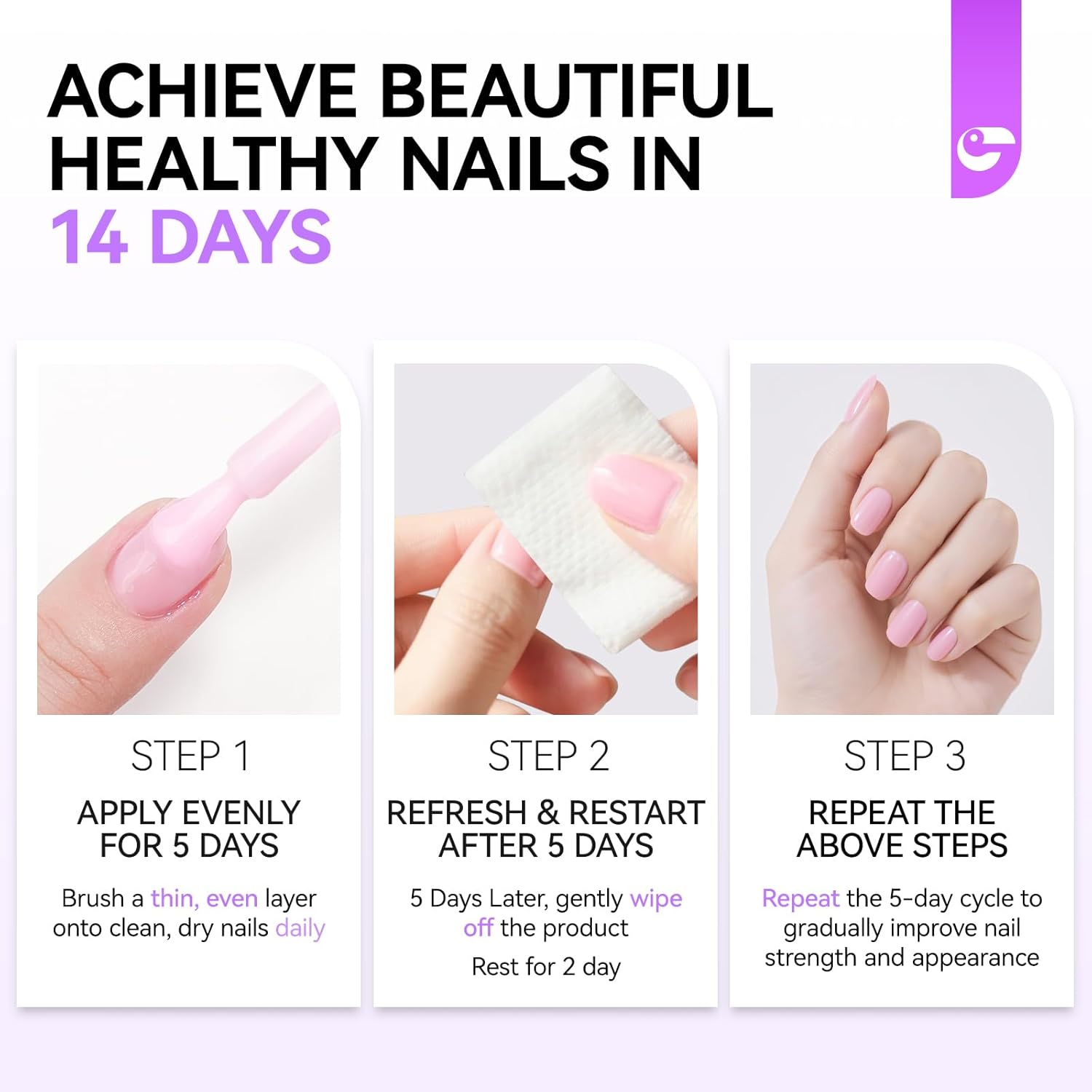 gelike ec Nail Ridge Filler and Strengthener Polish: Pink 6 in 1 Natural Nail Hardener Extra Strong and Growth - Long Lasting Nail Repair for Damaged Nails - For Daily Work Home Salon - Image 9