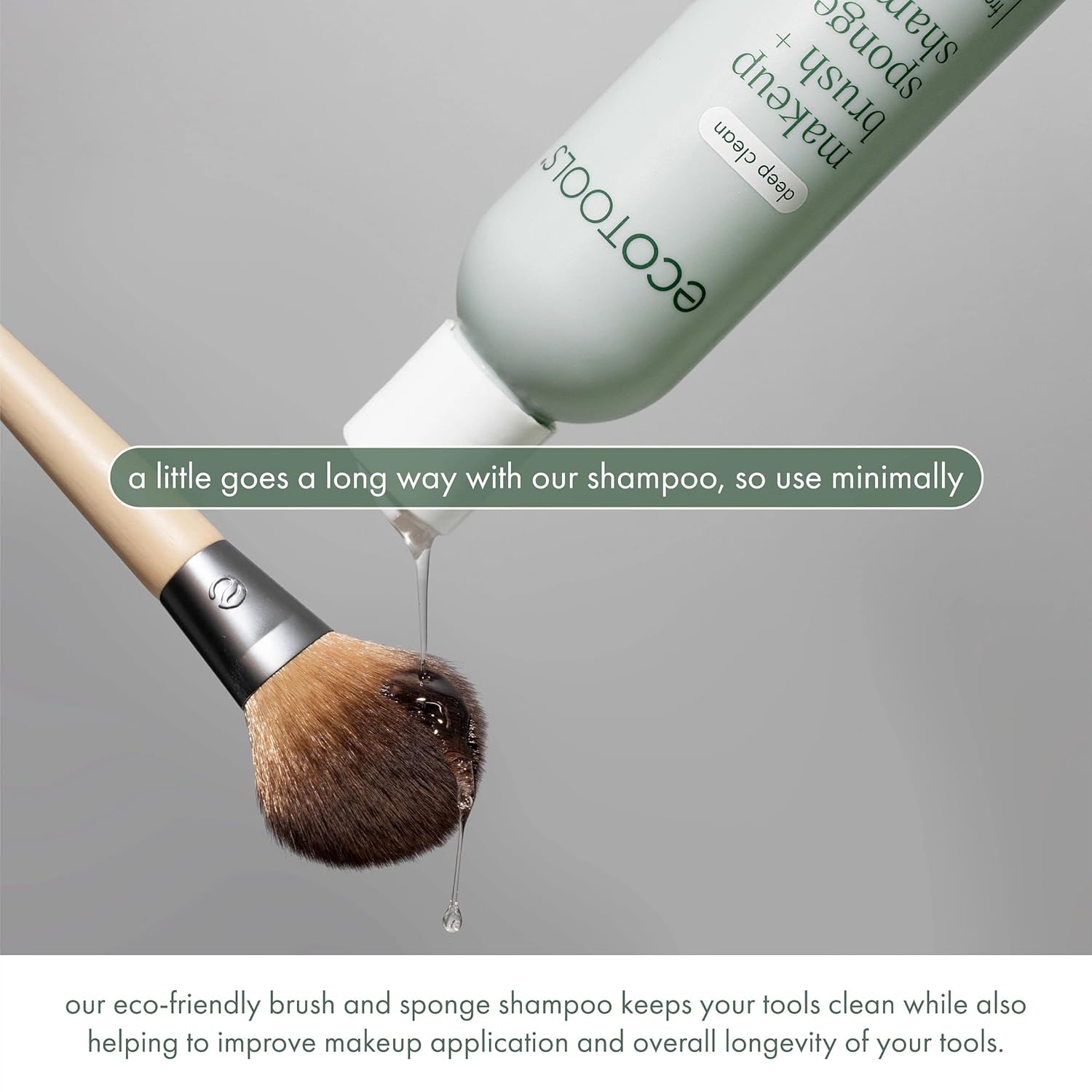 EcoTools XL Makeup Brush + Sponge Shampoo, Removes Makeup, Dirt, & Impurities From Makeup Brushes & Makeup Blending Sponges, Fragrance-Free, Vegan, & Cruelty-Free 16 fl. oz./473 ml, 1 Count, Clear - Image 7