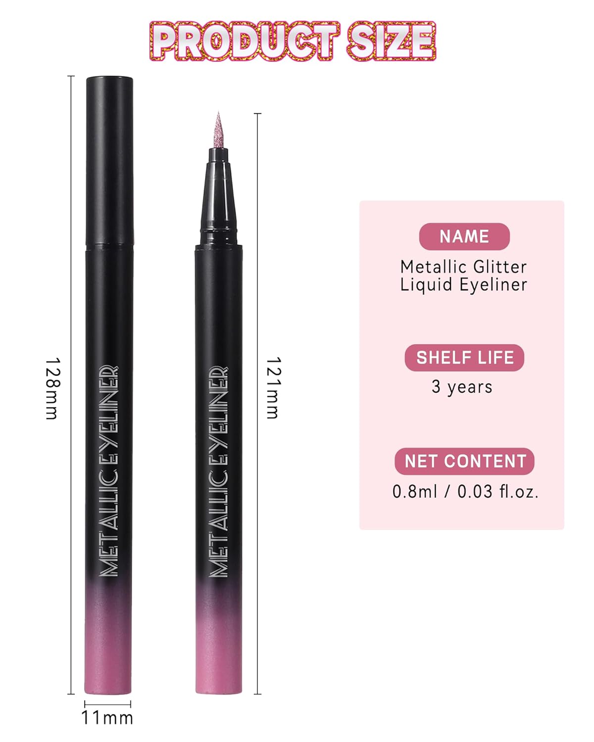 Metallic Shimmer Liquid Eyeliner, Blue Glitter Eyeliner Waterproof Long-Lasting 24H, Sparkling Finish Colored Eyeliner Pen, Ultra-Fine Tip Smooth Application, High Pigmented Smudge-Proof Eye Makeup-09 - Image 7