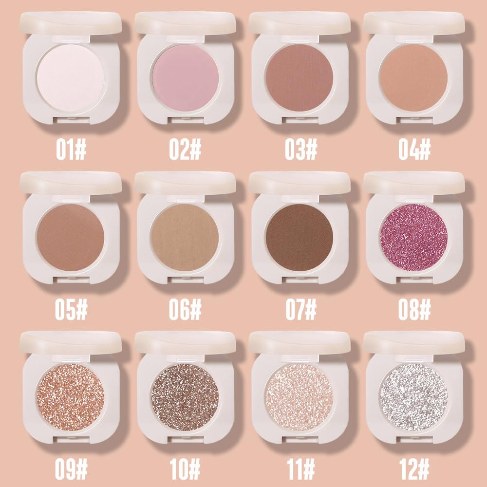 Glitter Shimmer Sparkle Eyeshadow Palette Makeup for Old Women, Silver Glitter Shimmer Metallic Holographic Multichrome Cream Iridescent Single Monochrome Eye Shadow Makeup, 12 - Image 4