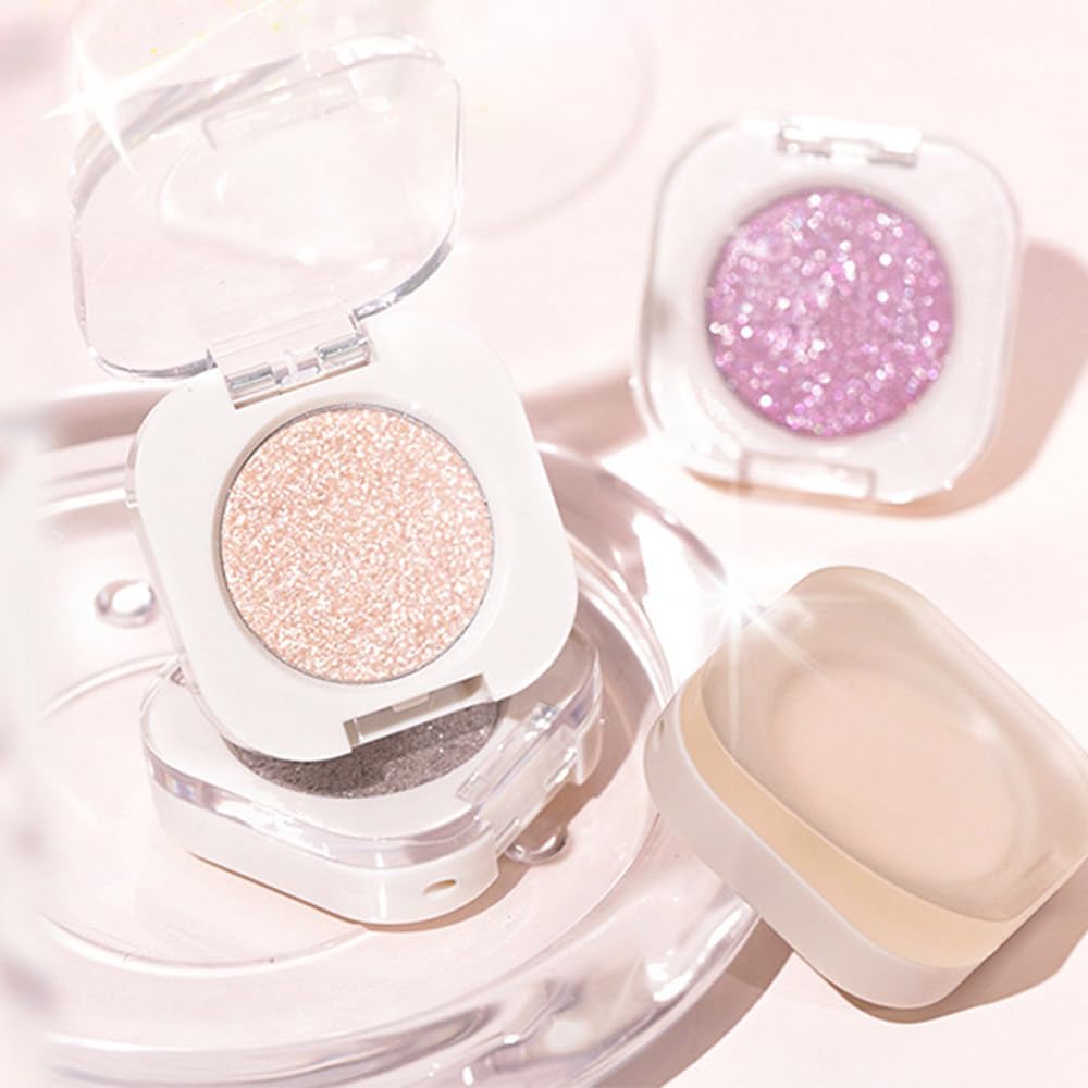 Glitter Shimmer Sparkle Eyeshadow Palette Makeup for Old Women, Silver Glitter Shimmer Metallic Holographic Multichrome Cream Iridescent Single Monochrome Eye Shadow Makeup, 12 - Image 6
