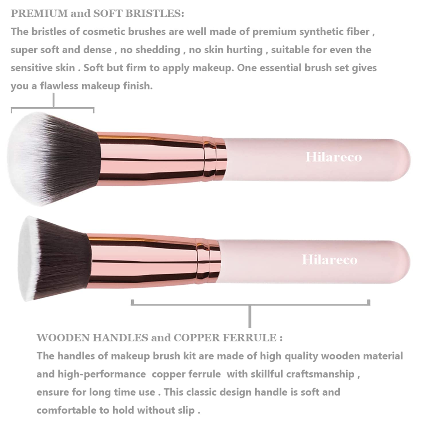 PHOERA Foundation 102 and 103 & Face Primer,Liquid Full Coverage Foundation Set,Foundation Brush Powder Brush,5 Makeup Sponge,30ml PHOERA 24HR Matte Oil Control Concealer (102 Nude + 103 Warm peach) - Image 6