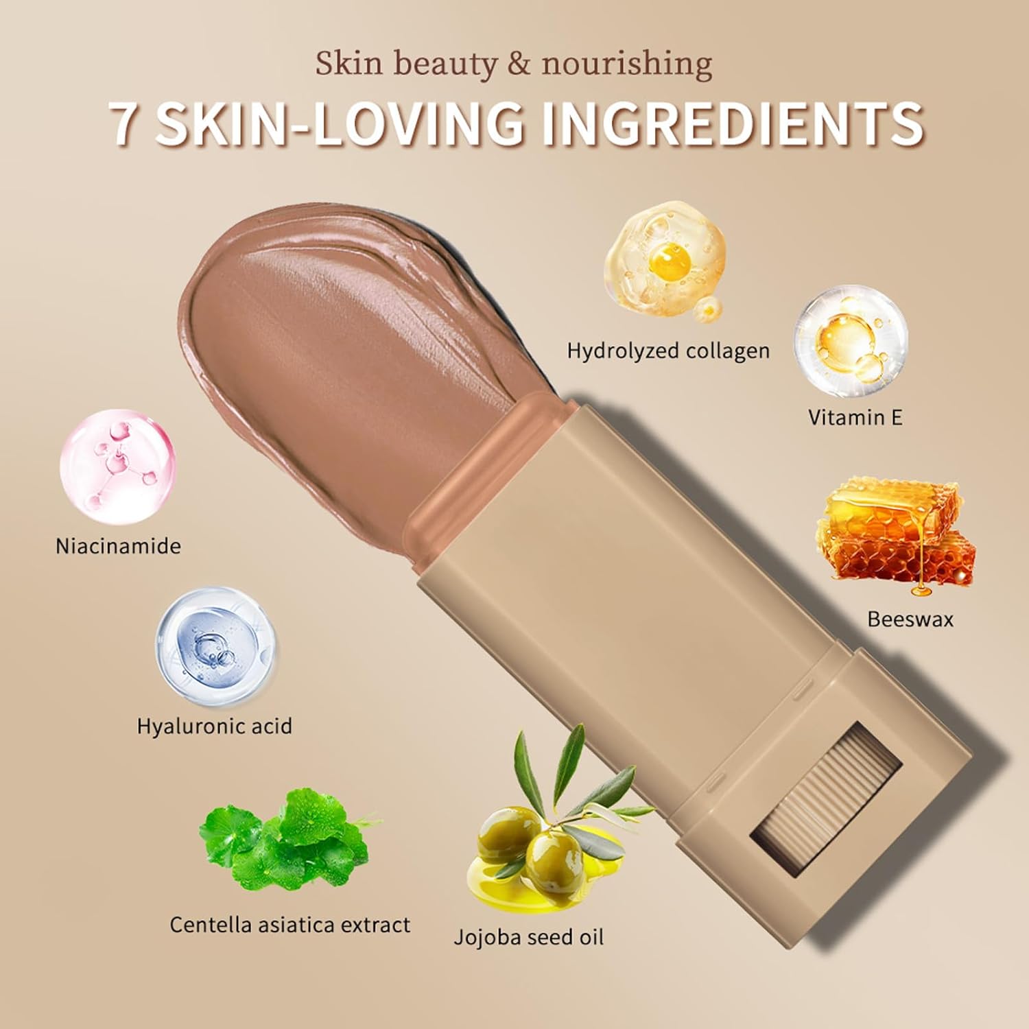 Beauty Balm Serum Boosted Skin Tint – Hydrating Tinted Moisturizer, Lightweight Solid Tinted Foundation Stick for Flawless, Sheer to Medium Coverage, Radiant & Dewy Finish, All-Day Wear (6#, 1) - Image 4
