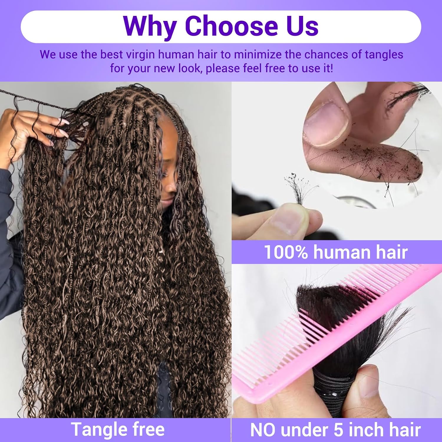 Human Braiding Hair for Boho Braids 110g Deep Wave Boho Bulk Human Hair for Braiding Knotless 12A Wet and Wavy Bohemian 3 No Weft Bundles/Pack Curly Braids Honey Blonde 18 Inch - Image 3