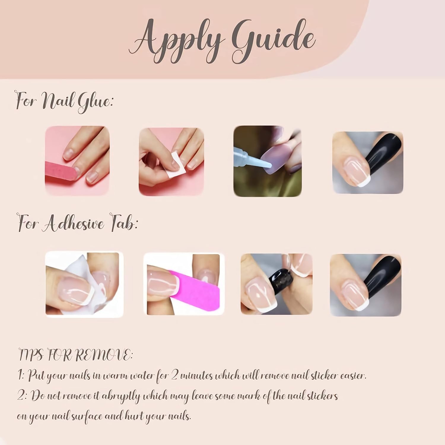 BABALAL Fall French Tip Press on Nails Medium Square Fake Nails Brown Glue on Nails Heart Rhinestone Design Shiny Acrylic Nails 24Pcs Squoval Manicure Artificial Cute False Nails for Women and Girls - Image 6