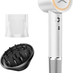 High-Speed Hair Dryer, 110,000 RPM Ionic Blow Dryer with 200 Million Negative Ions, Quiet (51dB), Thermo-Control, Fast Drying, Magnetic Diffuser & Nozzle for Women, Men, and Kids