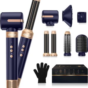 7 in 1 Hair Dryer Brush 110000 RPM Ionic Blow Dryer Brush for Straight, Hair Styler Curly & Twisted Hair, Salon-Quality Styling, Volumizing & Smoothing cepillo secador de Cabello (Blue Gold)