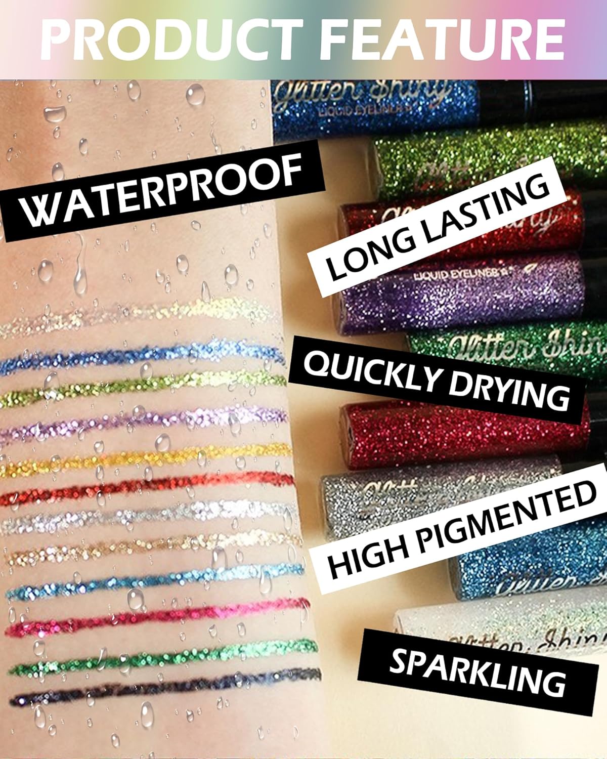 Chameleon Sea Green Metallic Liquid Glitter Eyeliner Waterproof Makeup Gift - Image 3