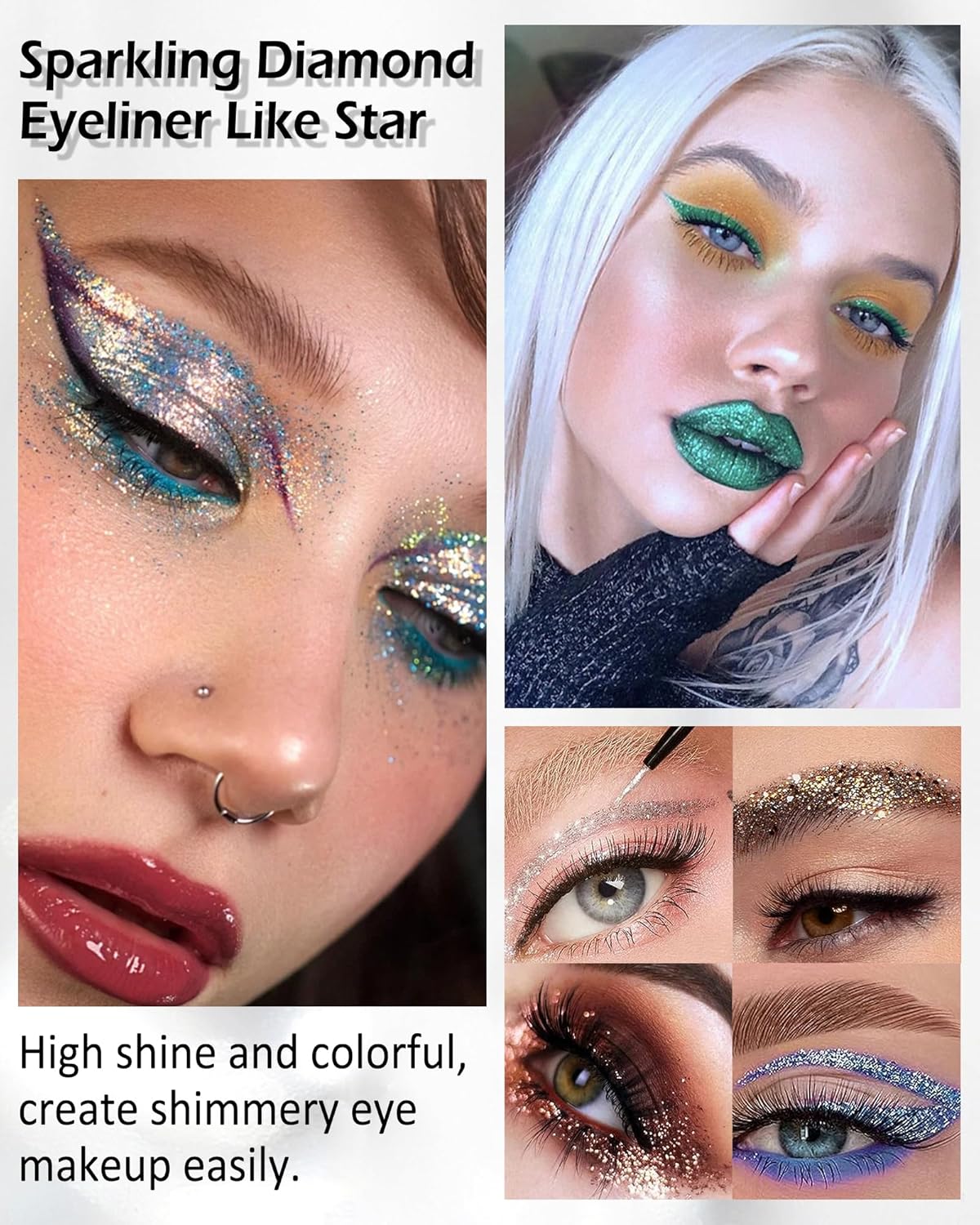 Chameleon Sea Green Metallic Liquid Glitter Eyeliner Waterproof Makeup Gift - Image 4