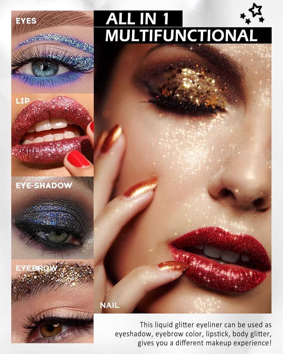 Chameleon Sea Green Metallic Liquid Glitter Eyeliner Waterproof Makeup Gift - Image 5