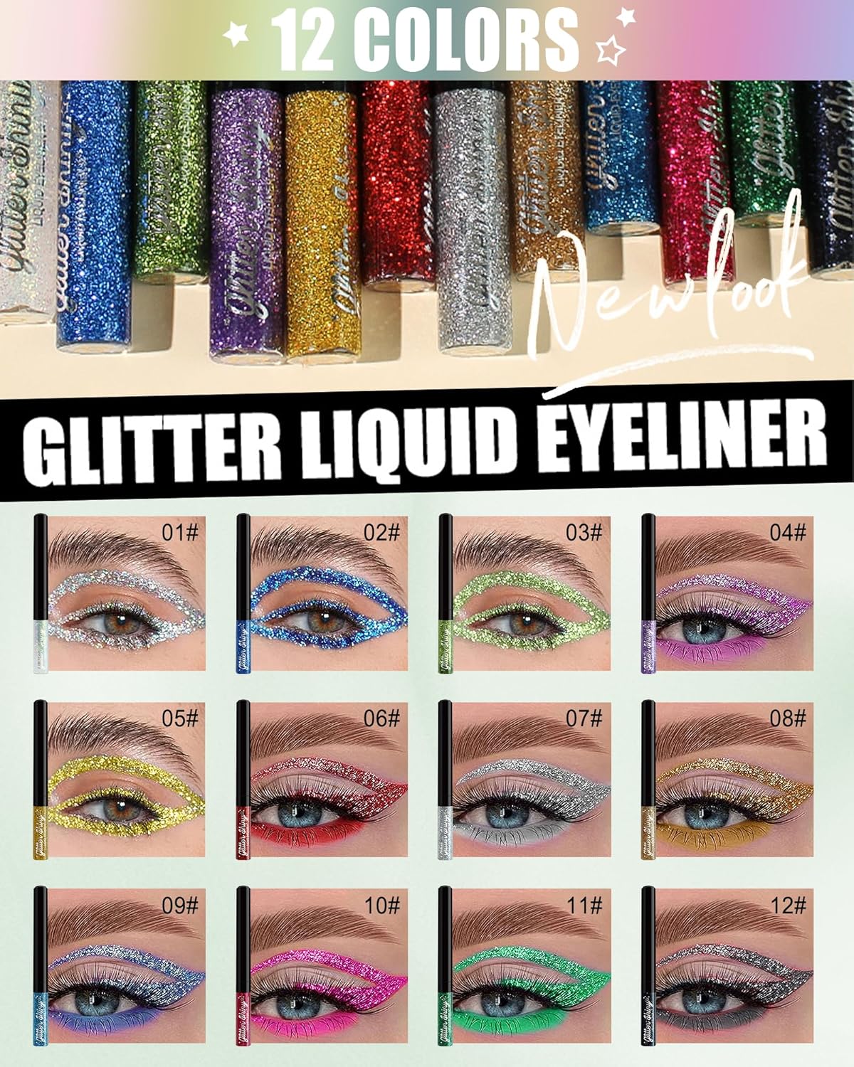 Chameleon Sea Green Metallic Liquid Glitter Eyeliner Waterproof Makeup Gift - Image 6