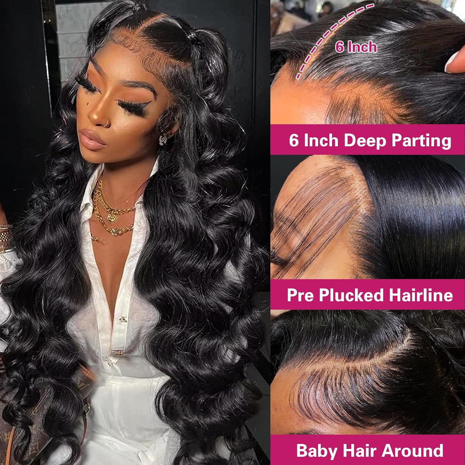 30 Inch Body Wave 13x6 HD Lace Front Wig, 200 Density Virgin Human Hair for Women - Image 2