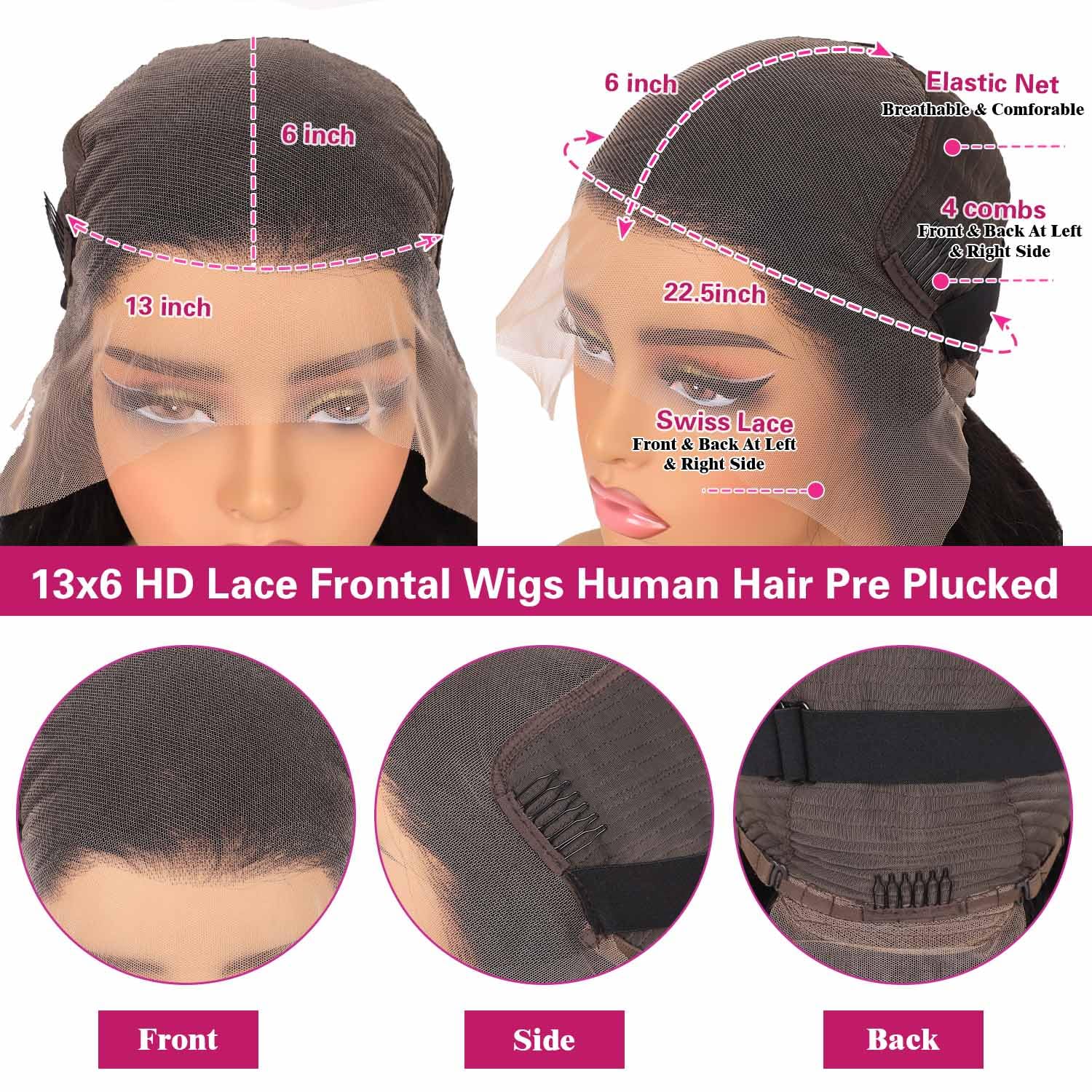 30 Inch Body Wave 13x6 HD Lace Front Wig, 200 Density Virgin Human Hair for Women - Image 4