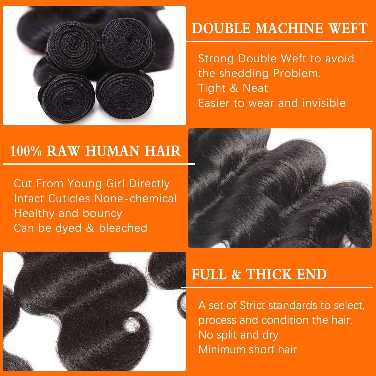 12A Body Wave 24 26 28 Inch Brazilian Virgin Human Hair Bundles Unprocessed - Image 3