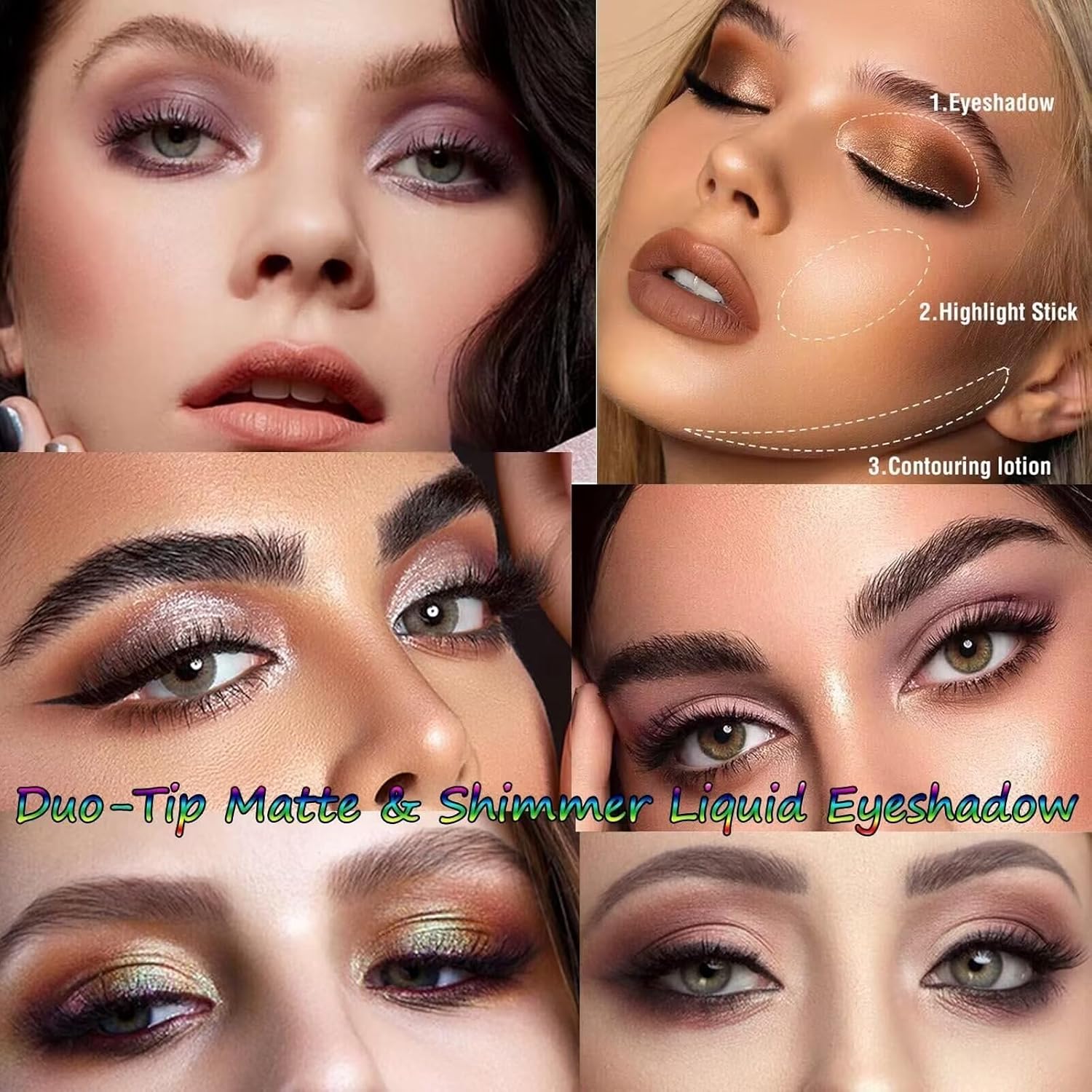 Coco Brown Matte Liquid Eyeshadow Stick Set with Glitter Waterproof Long Lasting - Image 2