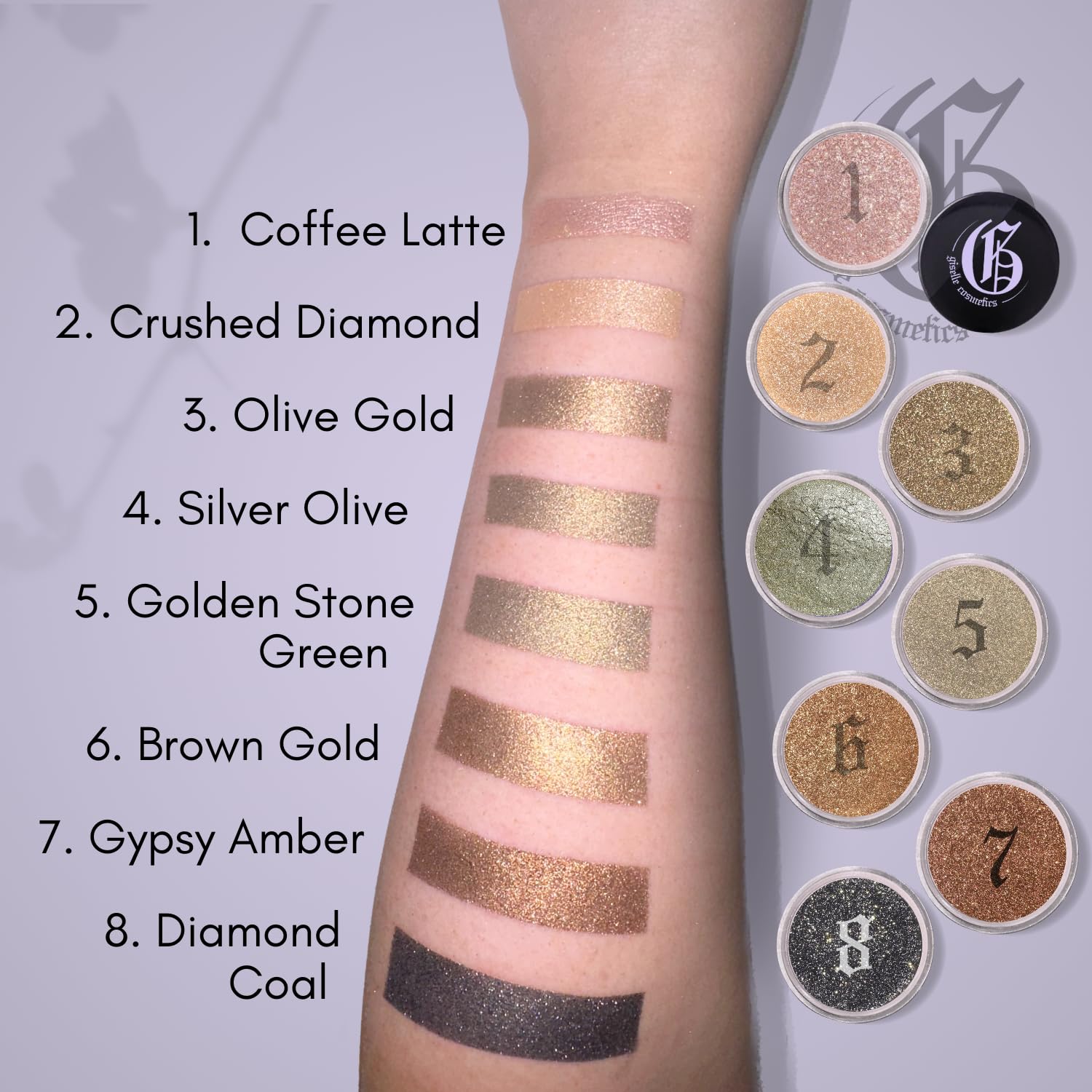 Crushed Diamond Tan Eyeshadow Palette - Organic Brown Nude Gold Shimmer 5g - Image 6