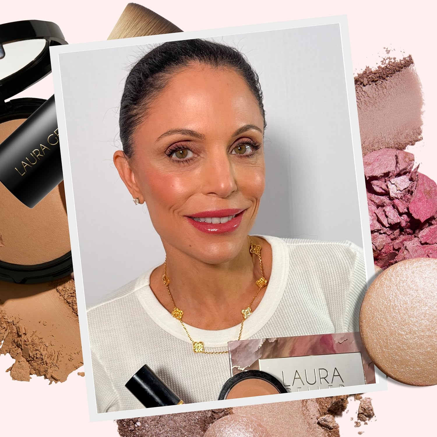 LAURA GELLER NEW YORK Baked Starter Kit - Full Coverage: Double Take Powder Foundation + Best of the Best Face Palette + Retractable Angled Kabuki Brush (01 Porcelain) - Image 2