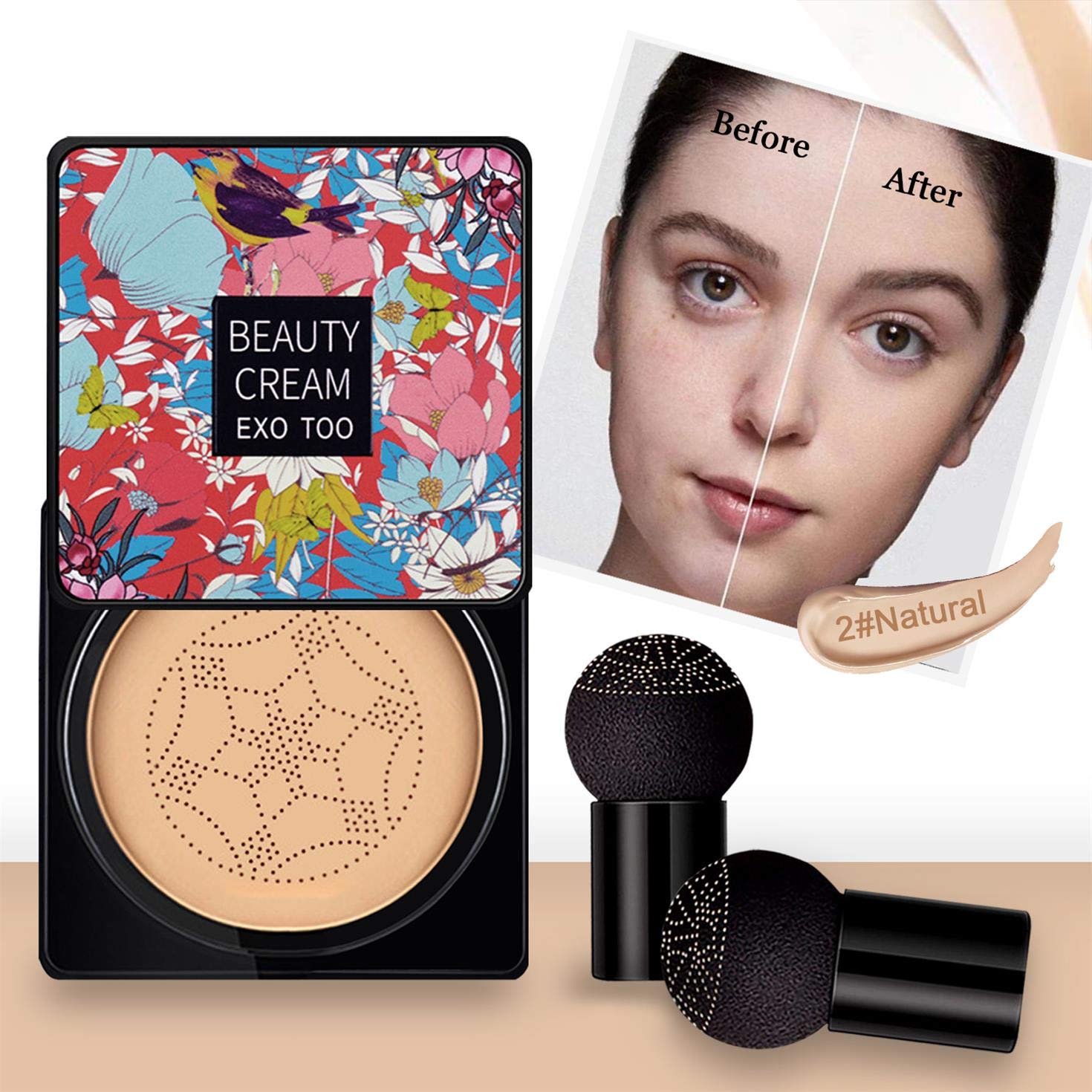 Mushroom Head Air Cushion CC Cream Foundation 2PCS Moisturizing Waterproof Liquid 30ml - Image 2