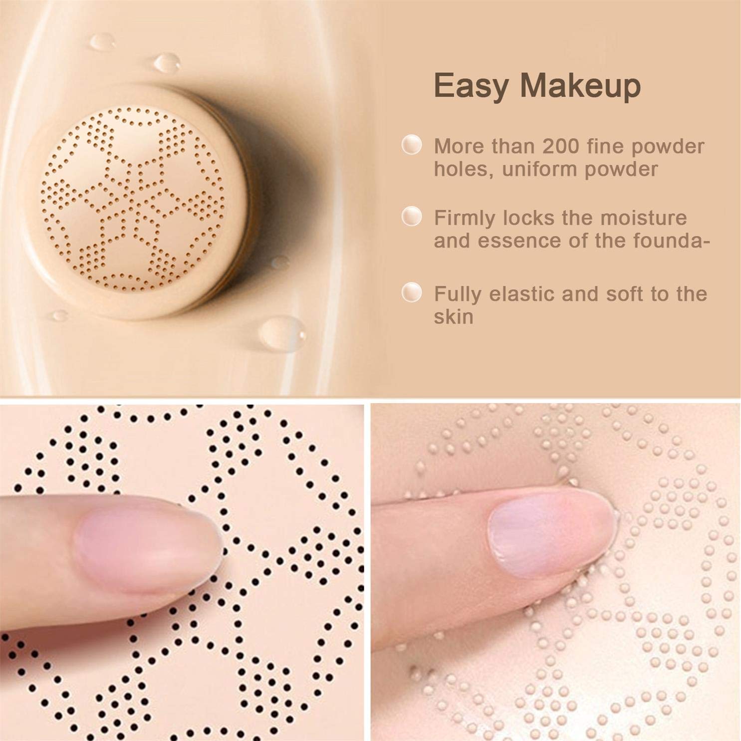 Mushroom Head Air Cushion CC Cream Foundation 2PCS Moisturizing Waterproof Liquid 30ml - Image 3
