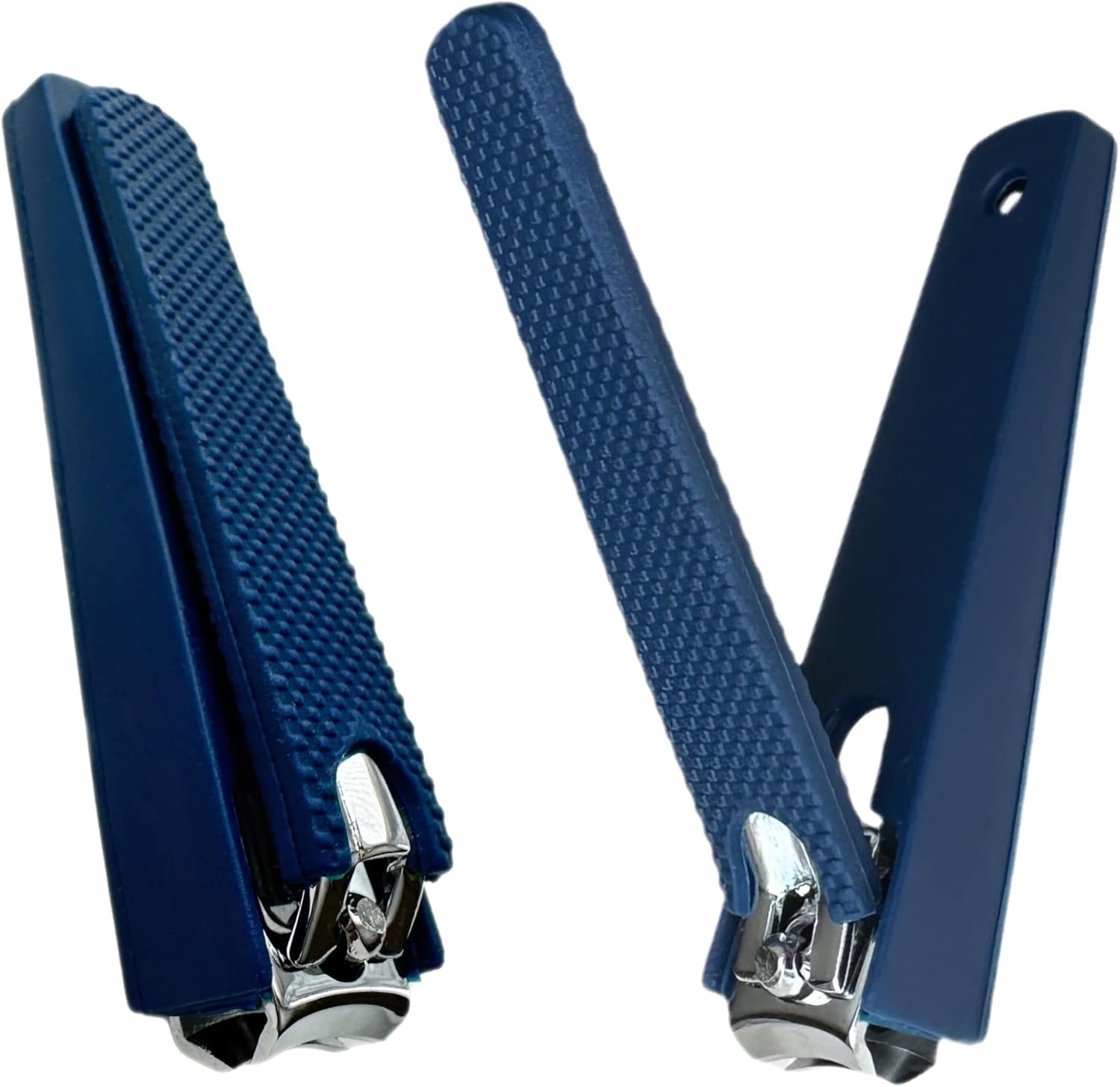 2 Comfort Hold Navy Large Nail Clippers Non-Slip Sure Grip Clipping Removable Catcher Toenails Fingernails Cutter Sharp Trimmer Stainless Steel Men Women Arthritis Unsteady Hands