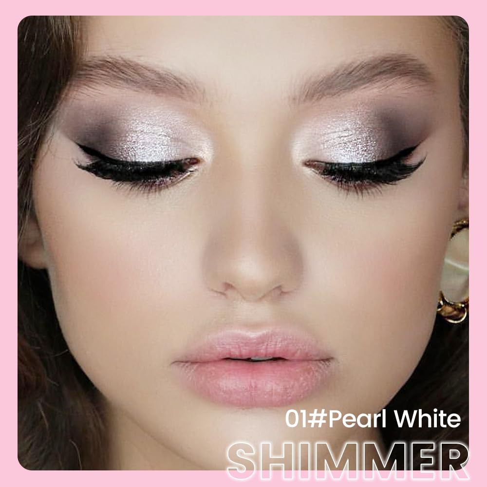 2-in-1 Cream Eyeshadow & Highlighter Stick, Waterproof Ivory White Shimmer Eye Shadow Pencil for Women, Long-Lasting Pigmented Makeup, sombras para ojos 01 - Image 2