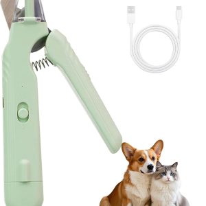 2-in-1 Dog Nail Grinder & Dog Nail Clippers Trimmers for Large Medium Small Dogs Cats Pets Claw Trimmer with LED Lights (Green)