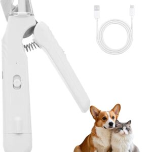 2-in-1 Dog Nail Grinder & Dog Nail Clippers Trimmers for Large Medium Small Dogs Cats Pets Claw Trimmer with LED Lights (White)