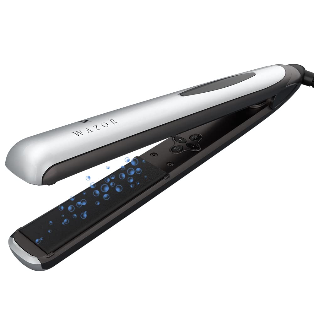 2 in 1 Flat Iron Professional Ceramic Hair Straightener Iron Instant Heat Up Automatic Shut Off and Digital LED Display Sliver White - Image 2