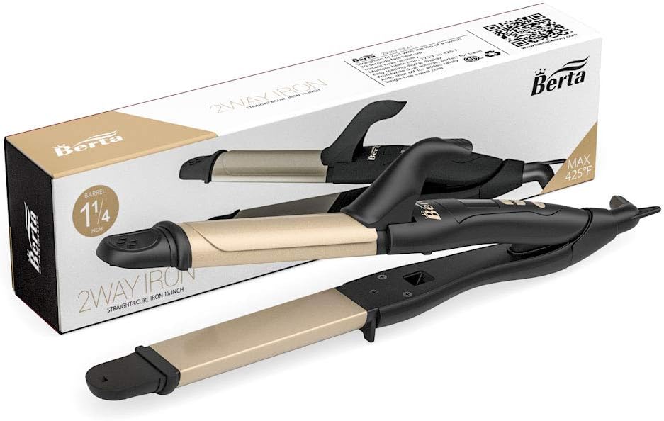 2 in 1 Hair Iron Professional Hair Straightener & Curler Iron, 275-425℉ Adjustable Temperature, Ceramic Flat Iron Ionic 1.25 Inch Barrel, Dual Voltage - Image 9