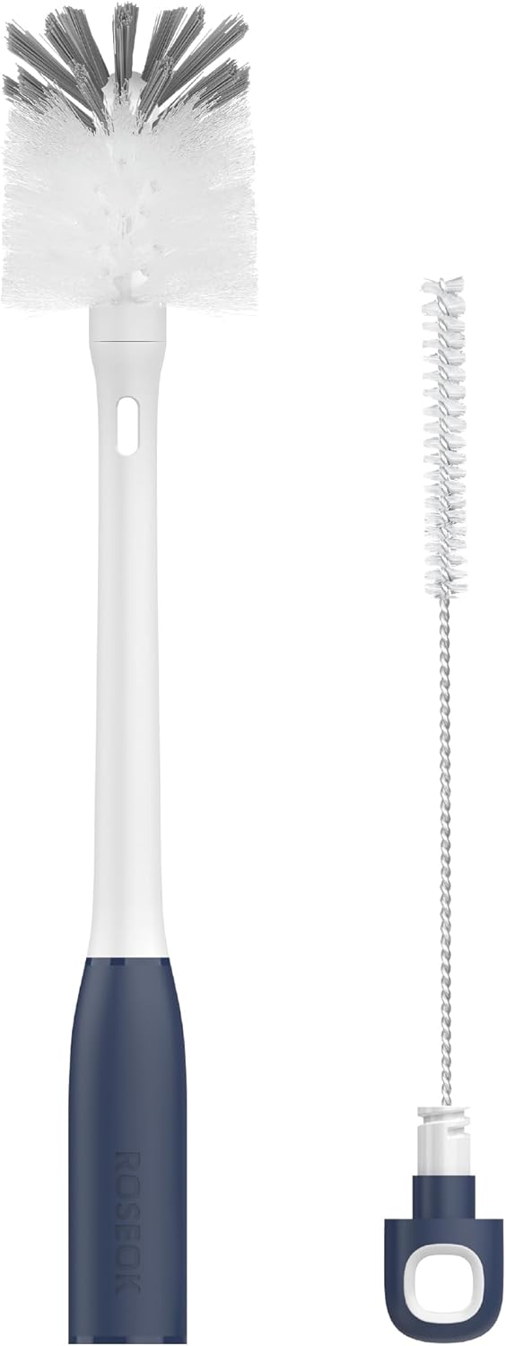 2 in 1 Long Handle Bottle Brush with Straw Brush for Cleaning Glass, Sports Bottle, Coffee Mug,1 Pack