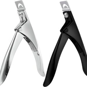 2-Pack Professional Acrylic Nail Clippers Durable Stainless Steel, Titanium-Coated for Manicure & Pedicure, Versatile for All Nail Types, Ideal Gift for Nail Art Enthusiasts (Black & Silver)