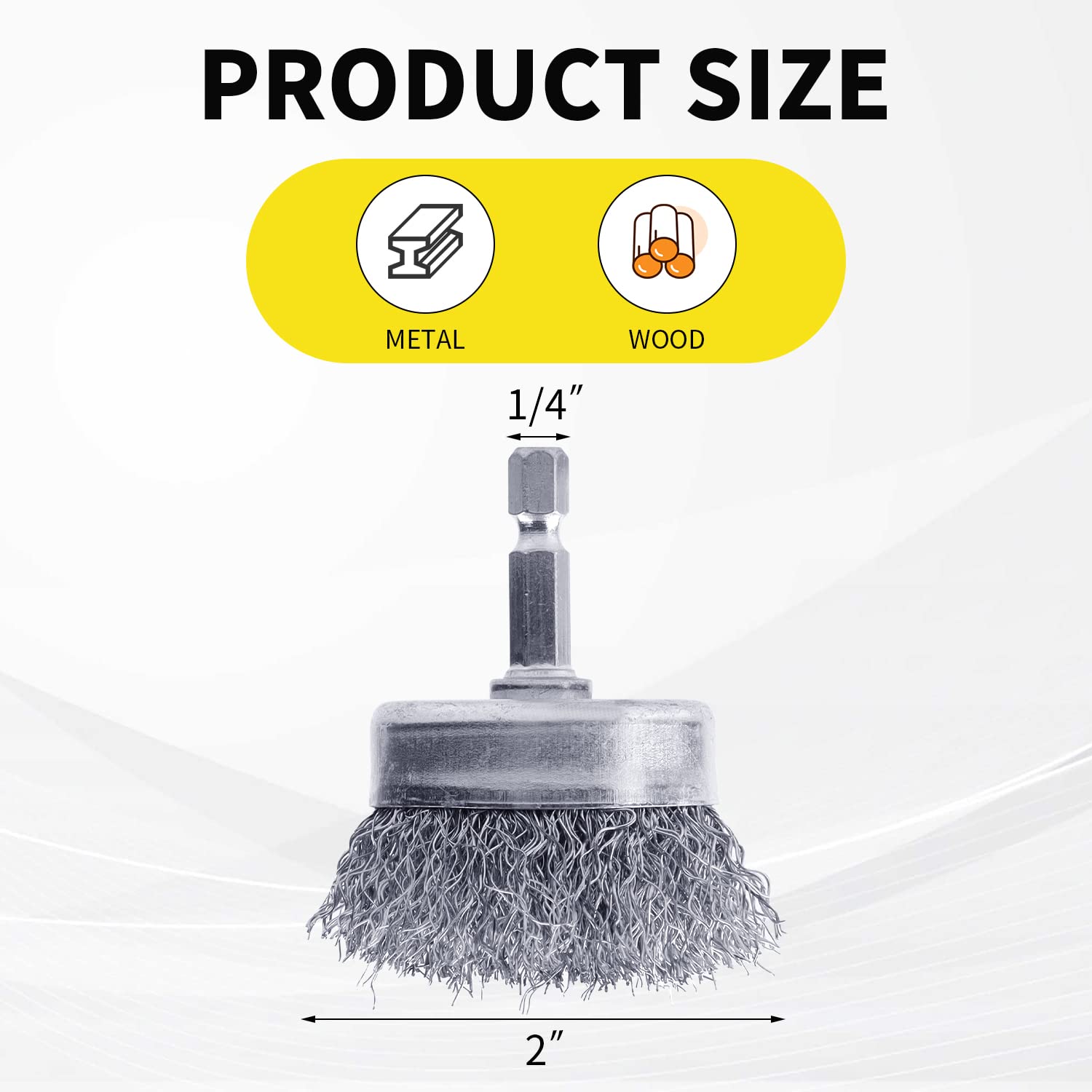 2 Pack WENORA Wire Brush Set for Drill, 1/4 Inch Hex Shank, 0.010 Inch Coarse Carbon Steel Drill Brush, Rust Removal - 2 Inch - Image 2