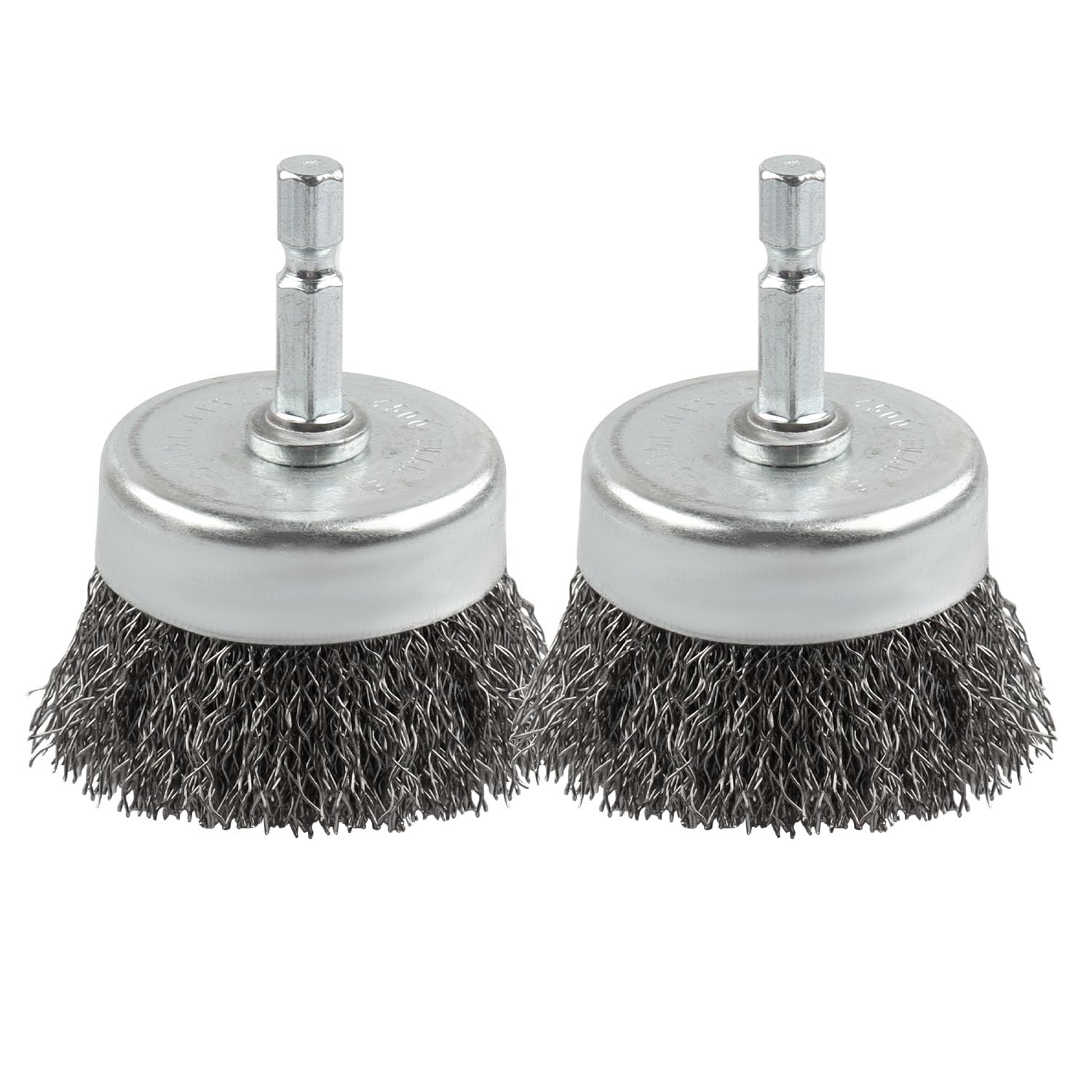 2 Pack WENORA Wire Brush Set for Drill, 1/4 Inch Hex Shank, 0.010 Inch Coarse Carbon Steel Drill Brush, Rust Removal - 2 Inch
