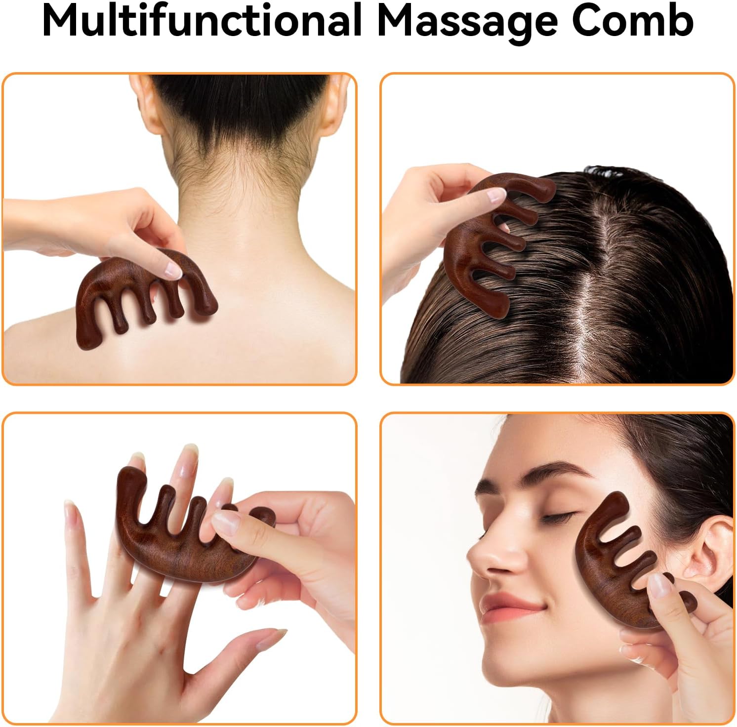 2 Pack Wooden Scalp Massage Comb, Sandalwood Scalp Massager Wood, Head Gua Sha Brush for Women Men Hair Growth - Image 4