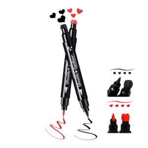 2 Pcs Liquid Eyeliner Stamp Set, Double-side Ultra-Fine Eye Liners Pen Waterproof, Long-lasting Eyeliner with Black Heart-shaped & Red Heart-shaped, Eye Liners Makeup Tools Quick Drying（Red + Black）