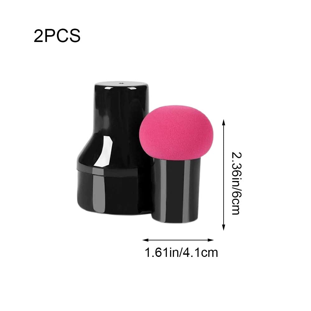 2 Pcs Makeup Sponges Makeup Sponges with Handles Cases Makeup Puffs for Foundation Creams and Powders (Mushroom A) - Image 2