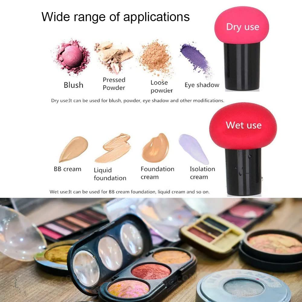 2 Pcs Makeup Sponges Makeup Sponges with Handles Cases Makeup Puffs for Foundation Creams and Powders (Mushroom A) - Image 4